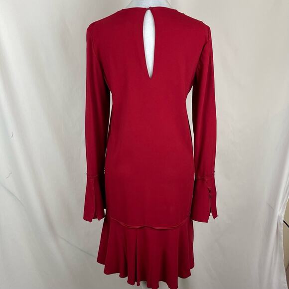 Theory Candy Apple Red Ruffled Party Date Night Dress NWOT Size 4 - Picture 7 of 14